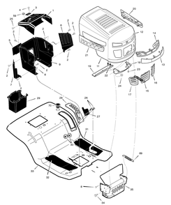 Hood And Dash Diagram and Parts List for 461004X92B 2005 Briggs and Stratton Lawn Tractor